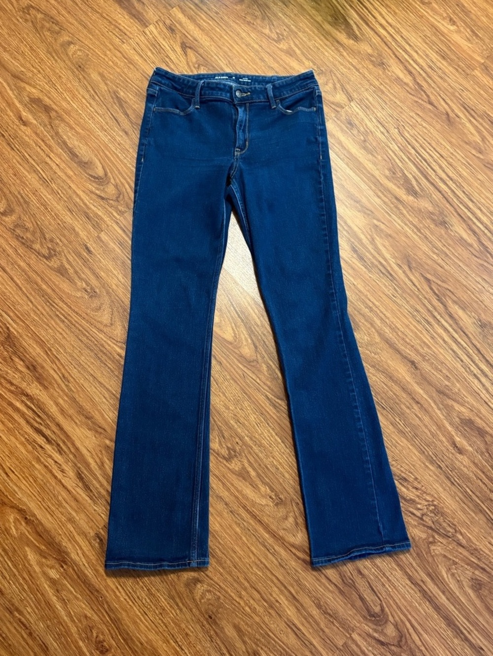 Old Navy Women’s Dark Wash Mid-Rise Wow Boot-Cut Jeans Blue Waist 10 Long